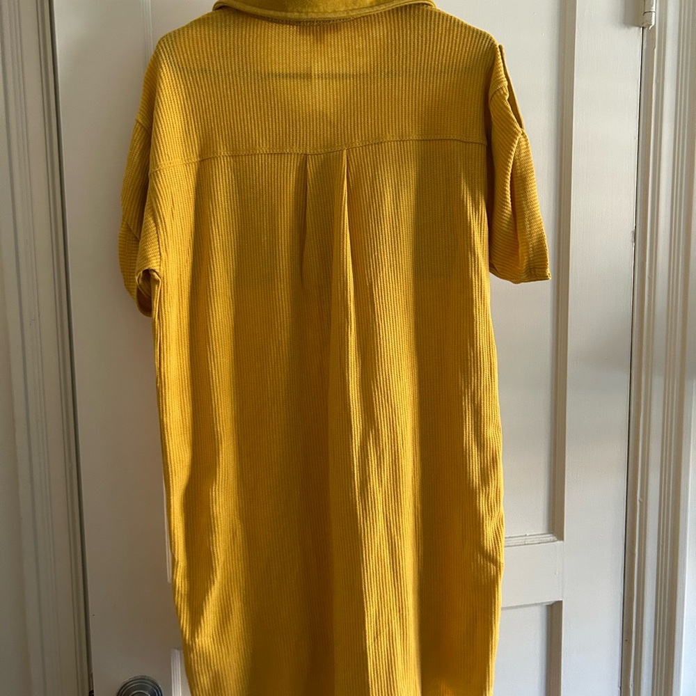 GAP Mustard Ribbed Button-Up Dress - Picture 2 of 2